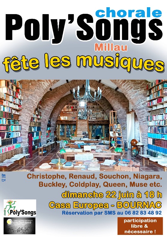 Concert 'Poly'Songs fête les musiques' à CasaEuropea le 22 juin à 18h