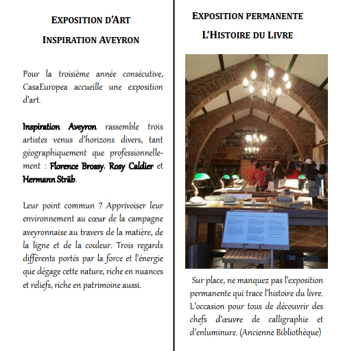 Exposition "Inspiration Aveyron" de juin à septembre 2023 à la CasaEuropea