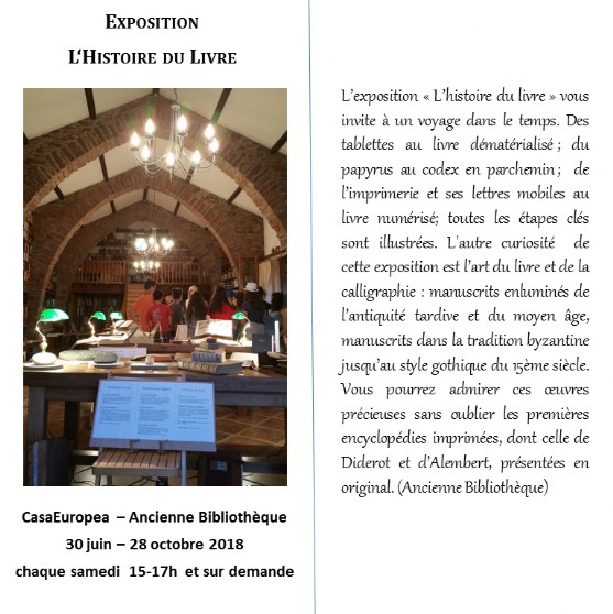Exposition "L'Histoire du Livre" jusqu'au 28 octobre 2018